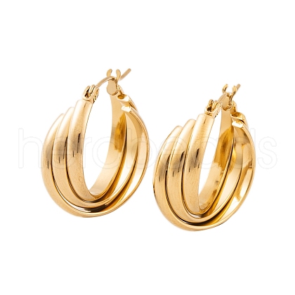 Ion Plating(IP) 304 Stainless Steel Hoop Earrings for Women EJEW-P279-34G-1