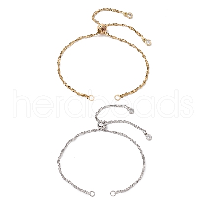 2Pcs 2 Colors 304 Stainless Steel Singapore Chain Slider Bracelet Making AJEW-JB01328-1