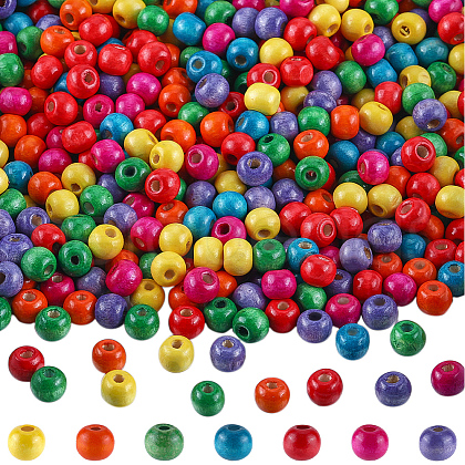 Gorgecraft 1200Pcs Dyed Natural Wood Beads WOOD-GF0002-13C-1