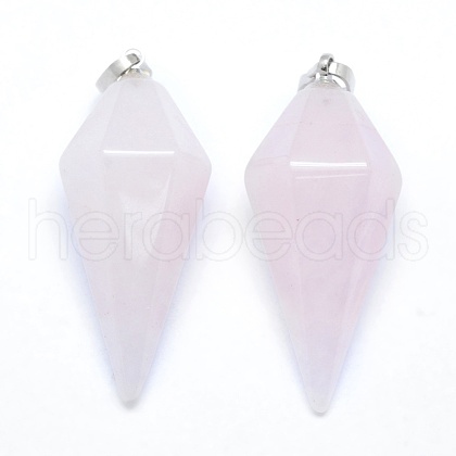 Natural Rose Quartz Pointed Pendants KK-E757-F-15P-1