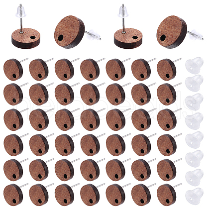SOFPLATE 50Pcs Wood Stud Earring Finding FIND-SP0001-19B-1