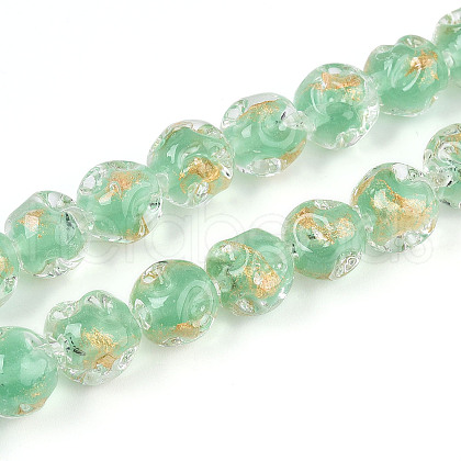 Handmade Gold Foil Glass Beads Strands FOIL-N029-04B-1