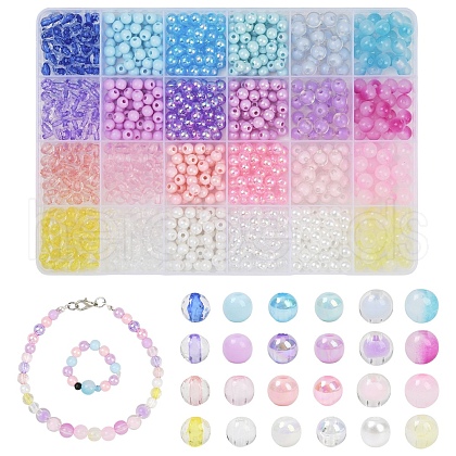DIY Round Acrylic Beads Jewelry Making Finding Kits DIY-YW0011-64-1