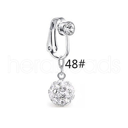 304 Stainless Steel Pave Clear Cubic Zirconia Clip on Belly Rings FS-WGD716D-01-1
