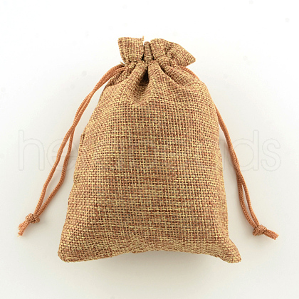 Polyester Imitation Burlap Packing Pouches Drawstring Bags X-ABAG-R004-14x10cm-03-1