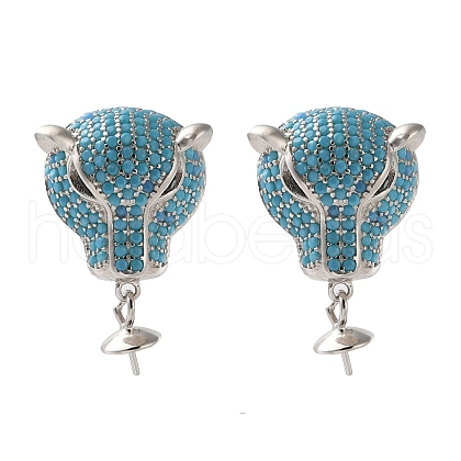 Cubic Zirconia 925 Sterling Silver Stud Earring Findings for Women STER-M092-09P-01-1