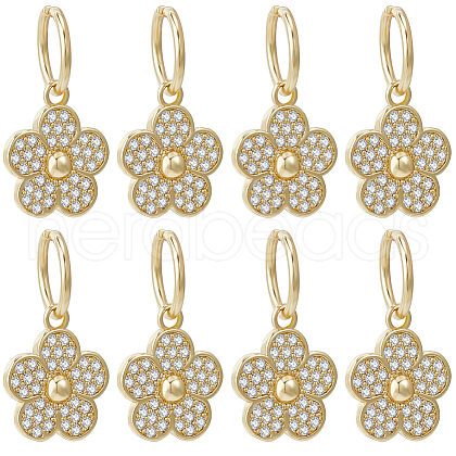 Beebeecraft 8Pcs Brass Micro Pave Clear Cubic Zirconia Charms ZIRC-BBC0002-33-1