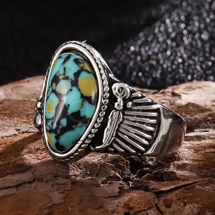 Fashionable Alloy & Turquoise Finger Rings FS-WGDFDBB-04-1