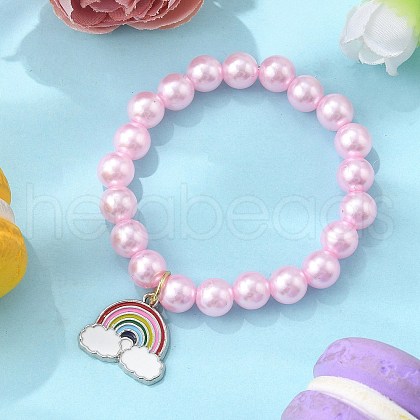 ABS Plastic Imitation Pearl Beads Stretch Bracelets BJEW-JB11585-02-1
