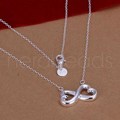 Trendy Silver Color Plated Brass Infinity Pendant Necklaces For Women NJEW-BB12794-1