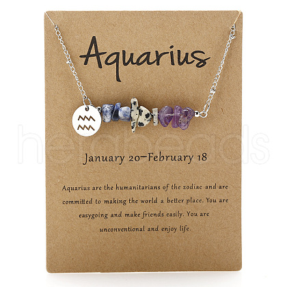 Natural Sodalite & Dalmatian Jasper & Amethyst Chip & Alloy Constellation Pendant Necklaces WGB0CBC-10-1