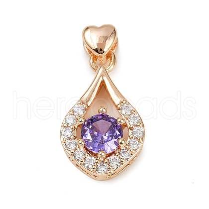 Brass Micro Pave Cubic Zirconia Pendants KK-E795-19KCG-02-1