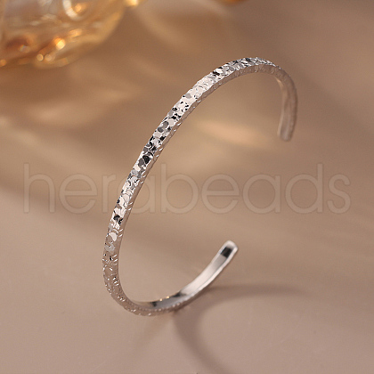 925 Sterling Silver Cuff Bangles for Women BJEW-A037-01P-1