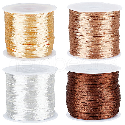 SUNNYCLUE 4 Rolls 4 Colors Nylon Rattail Satin Cord NWIR-SC0001-20A-1