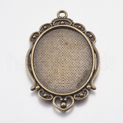Tibetan Style Pendant Cabochon Settings X-TIBEP-A22962-AB-FF-1