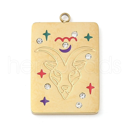 304 Stainless Steel Rhinestones Pendants STAS-D306-01G-J-1
