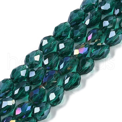 Transparent Electroplate Glass Beads Strands EGLA-N013-T8mm-B24-1
