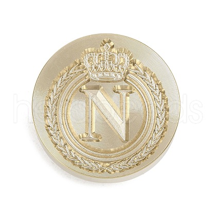 Golden Tone Crown Initial Wax Seal Brass Stamp Heads AJEW-A065-01N-1