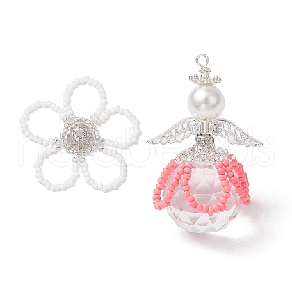 2Pcs 2 Styles Glass Seed Bead Pendants PALLOY-MZ00710-04-1