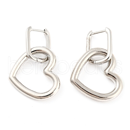 Rack Plating Brass Heart Dangle Hoop Earrings EJEW-K245-32P-1