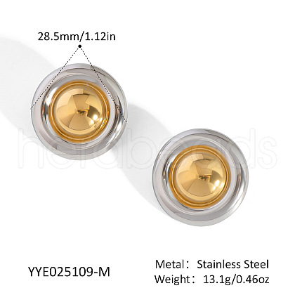 Stainless Steel Two Tone Stud Earrings MA4324-1-1