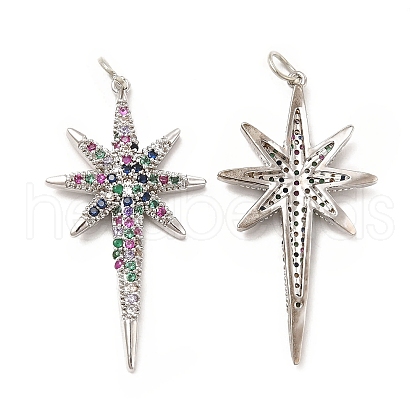Brass Micro Pave Cubic Zirconia Pendants KK-E068-VB449-1