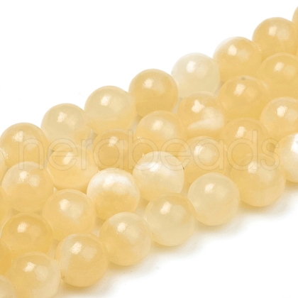Natural Yellow Jade Beads Strands G-G829-04-8mm-1