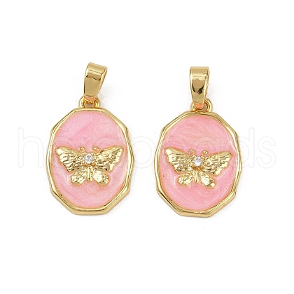 Brass Micro Pave Cubic Zirconia Pendants KK-C093-05G-02-1