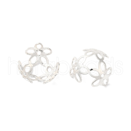 Rack Plating Brass Flower Bead Caps KK-K381-01S-1