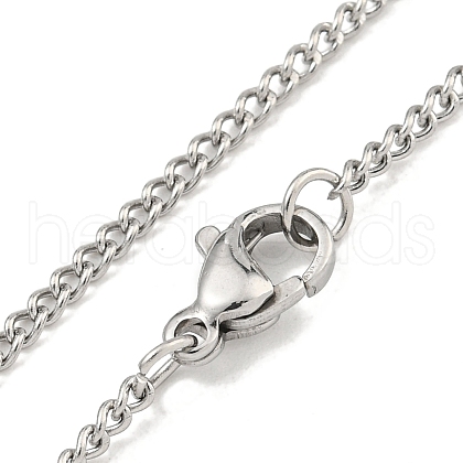 Non-Tarnish 201 Stainless Steel Curb Chain Necklaces for Women and Men NJEW-F322-08P-1