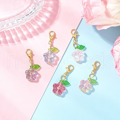 Flower Glass Pendant Decorations HJEW-JM03336-1