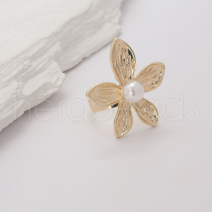 Exaggerated European and American Style Zinc Alloy Imitation Pearl Wide Band Rings DJ5582-2-1