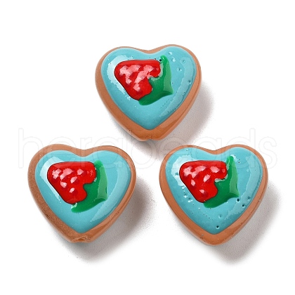 Handmade Lampwork Enamel Beads Heart with Strawberry LAMP-V001-06G-1