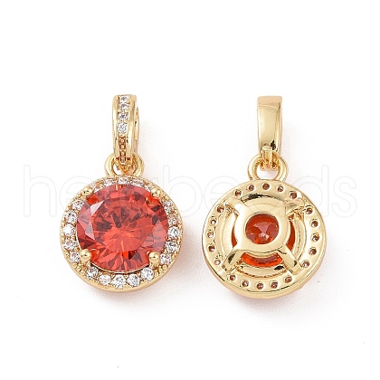 Real 18K Gold Plated Brass Micro Pave Clear Cubic Zirconia Pendants KK-E068-VC437-1