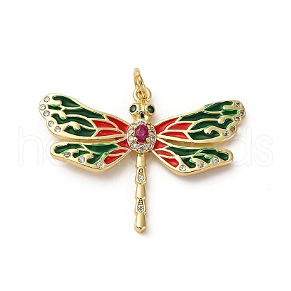 Brass Micro Pave Cubic Zirconia with Enamel Pendants KK-Q098-12G-1