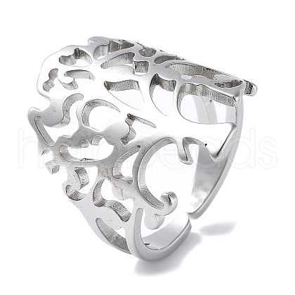 201 Stainless Steel Open Cuff Rings for Women RJEW-M020-08P-1-1