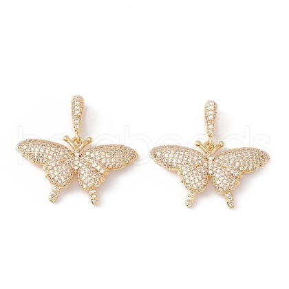 Brass Micro Pave Cubic Zirconia Pendants KK-E005-14G-01-1