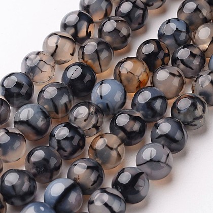 Natural Dragon Veins Agate Beads Strands G-D845-03-8mm-1