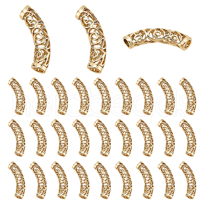   30Pcs Alloy Curved Tube Beads FIND-PH0022-67B-1
