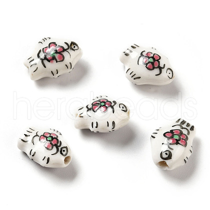 Handmade Printed Porcelain Beads PORC-F005-03D-1