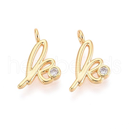 Brass Micro Pave Cubic Zirconia Charms KK-N263-97G-K-1