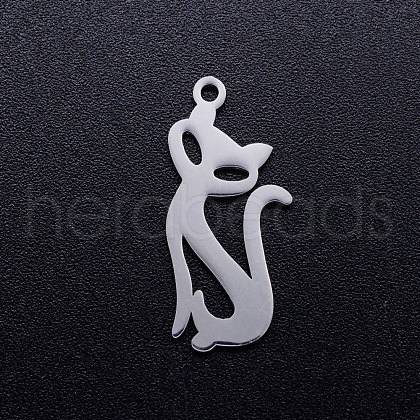 Tarnish Resistant 201 Stainless Steel Kitten Pendants STAS-Q201-JN288-1-1