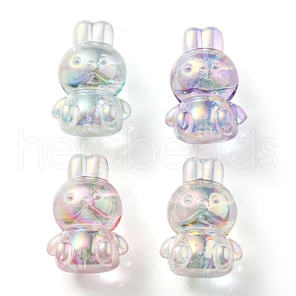 UV Plating Rainbow Iridescent Transparent Acrylic Bubble Beads OACR-C007-02-1