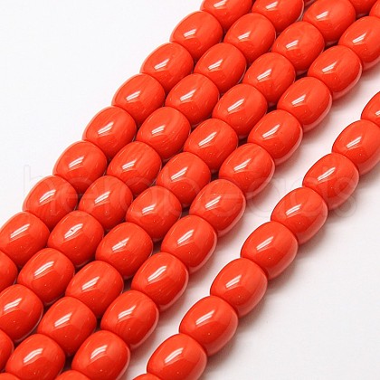 Imitation Amber Resin Drum Beads Strands for Buddhist Jewelry Making RESI-A009D-12mm-02-1