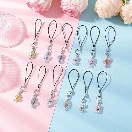 12Pcs Flower Transparent Acrylic Mobile Straps HJEW-JM03281-1