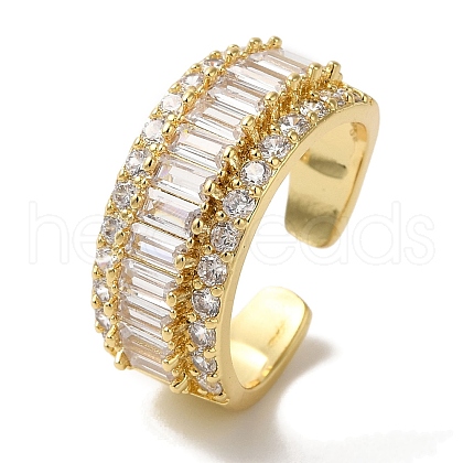 Clear Cubic Zirconia Wide Open Cuff Ring RJEW-L123-007G-1