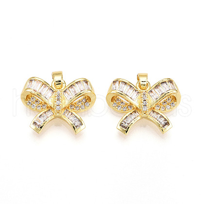 Brass Micro Pave Cubic Zirconia Pendants KK-N257-45G-1