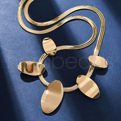 304 Stainless Steel Oval Bib Necklaces NJEW-R026-29G-1