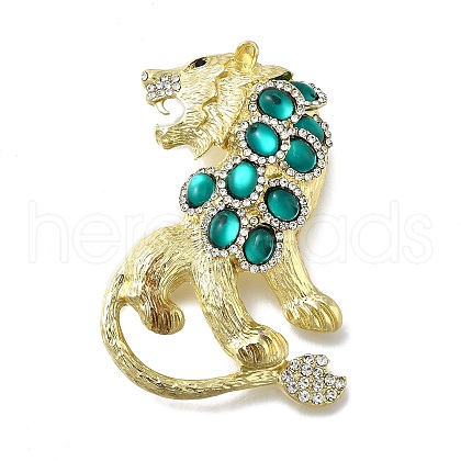 Lion Rhinestones Pins JEWB-M051-04G-1