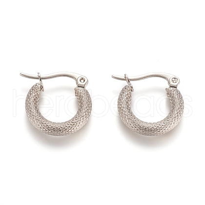 Tarnish Resistant 201 Stainless Steel Geometric Hoop Earrings STAS-D171-12C-P-1